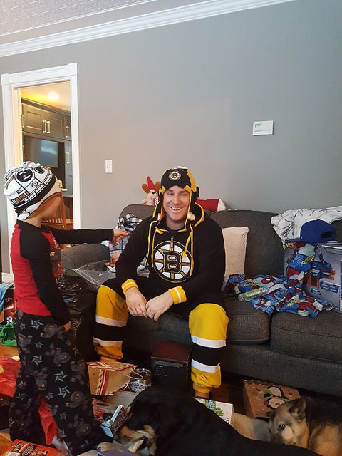 Amanda J. in the Boston Bruins NHL Onesie